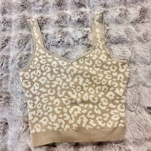 Abercrombie and Fitch Leopard Sweater Tank Cropped Top Small